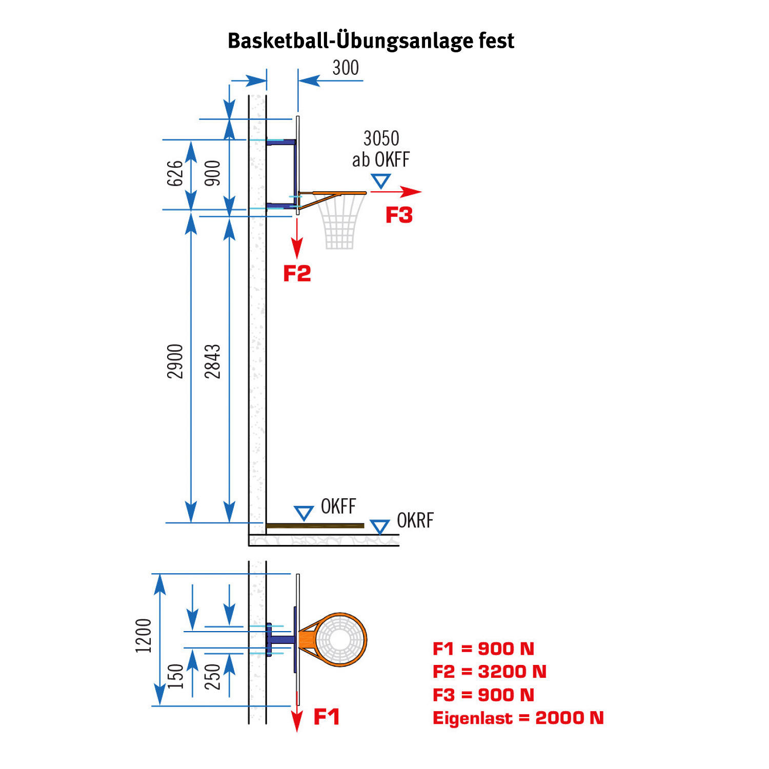 Basketball-Wandanlage Verstellbar Ohne Höhenverstellung Basketball Unisex 2/2