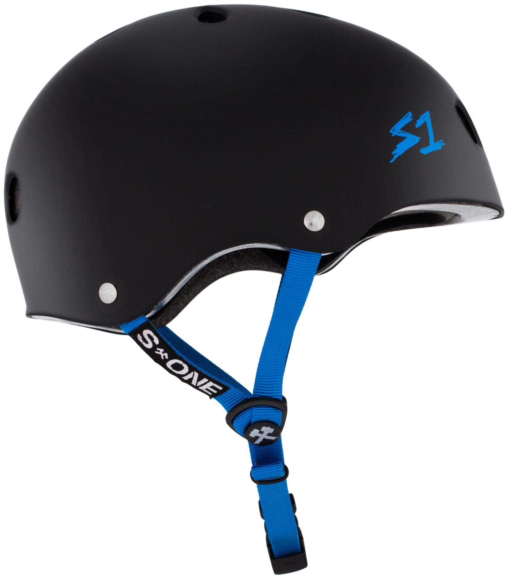 S-ONE Casque LIFER Noir Mat Strap Cyan- Taille M 2/6