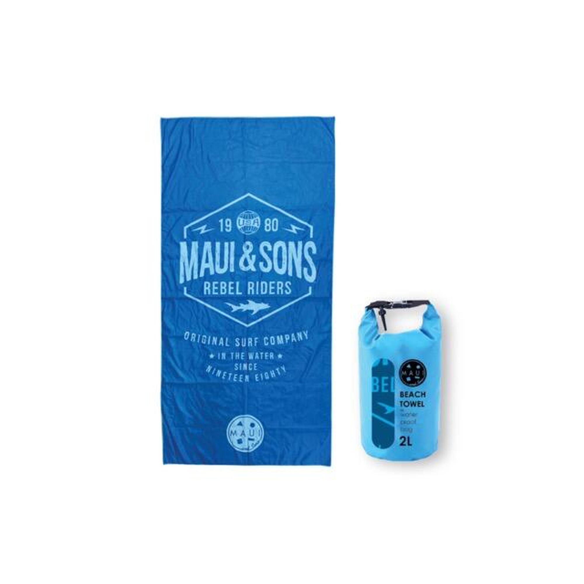 Prosop plajă microfibră Maui & Sons Rebel Riders cu geantă waterproof 90x180 cm