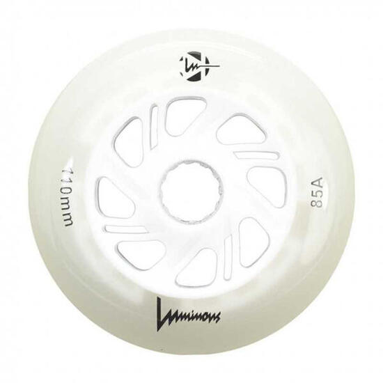 LUMINOUS Roue Inline 110mm 85A Blanc Phosphorescent (LED Vert) [x3]