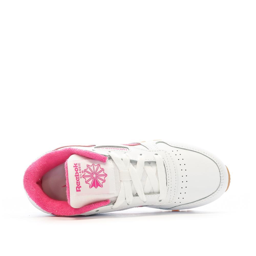Reebok Classic Leather Sneaker für Mädchen, Weiß/Rosa 5/7