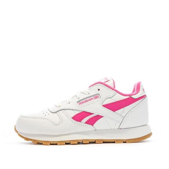 Reebok Classic Leather Sneaker für Mädchen, Weiß/Rosa