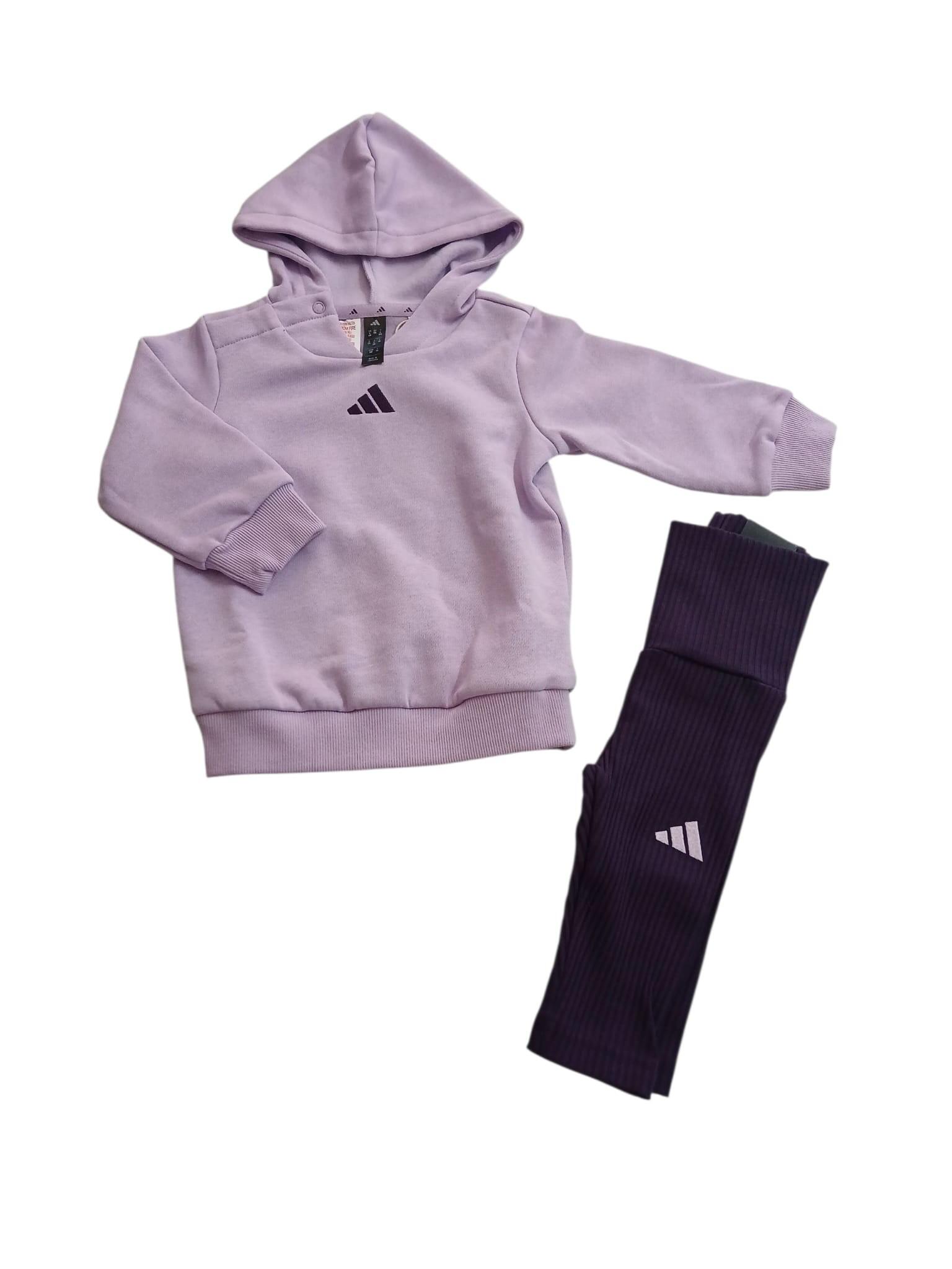 Tuta bambina adidas hooded fleece jogger - viola 3/7
