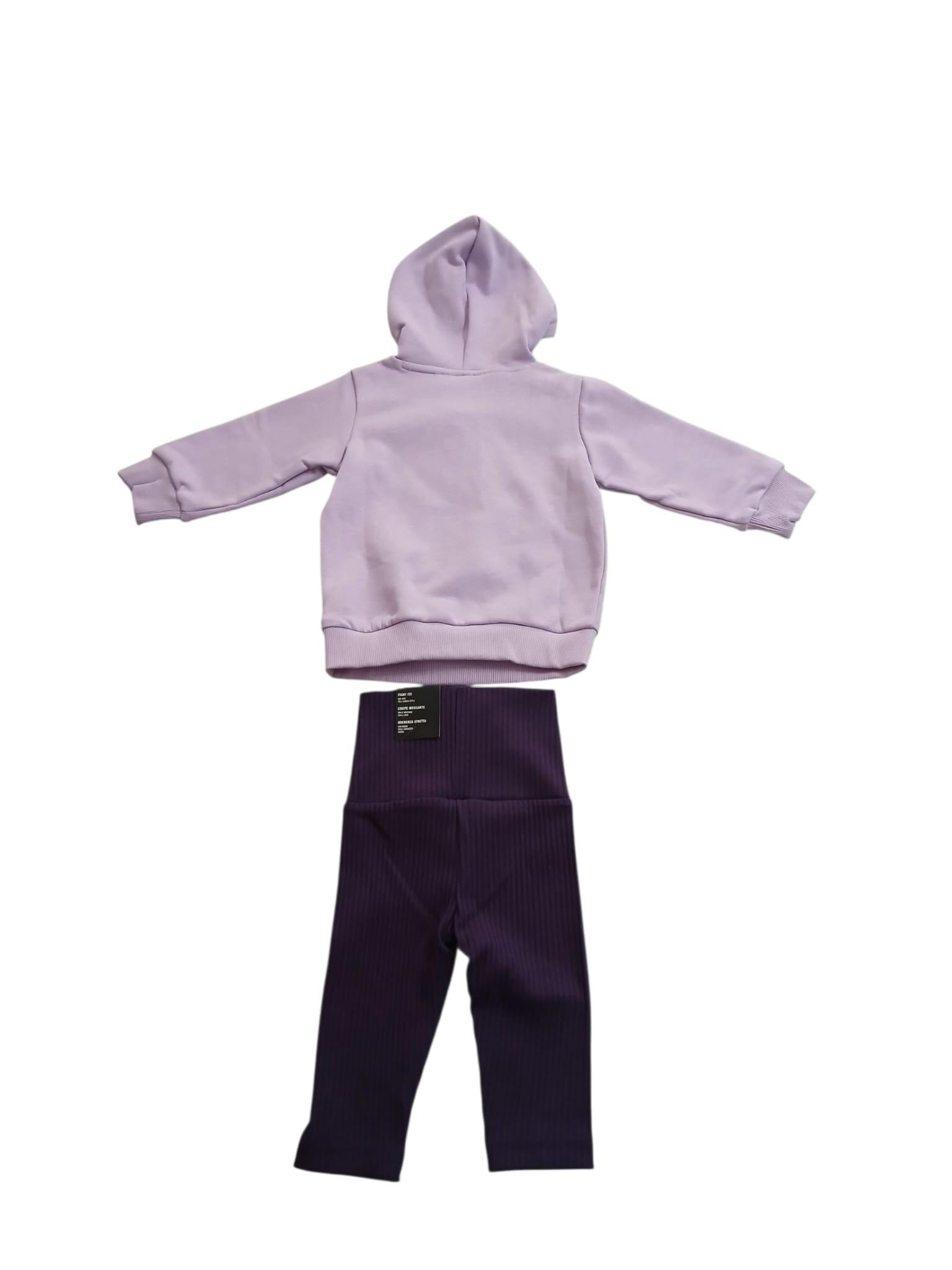 Tuta bambina adidas hooded fleece jogger - viola 2/7