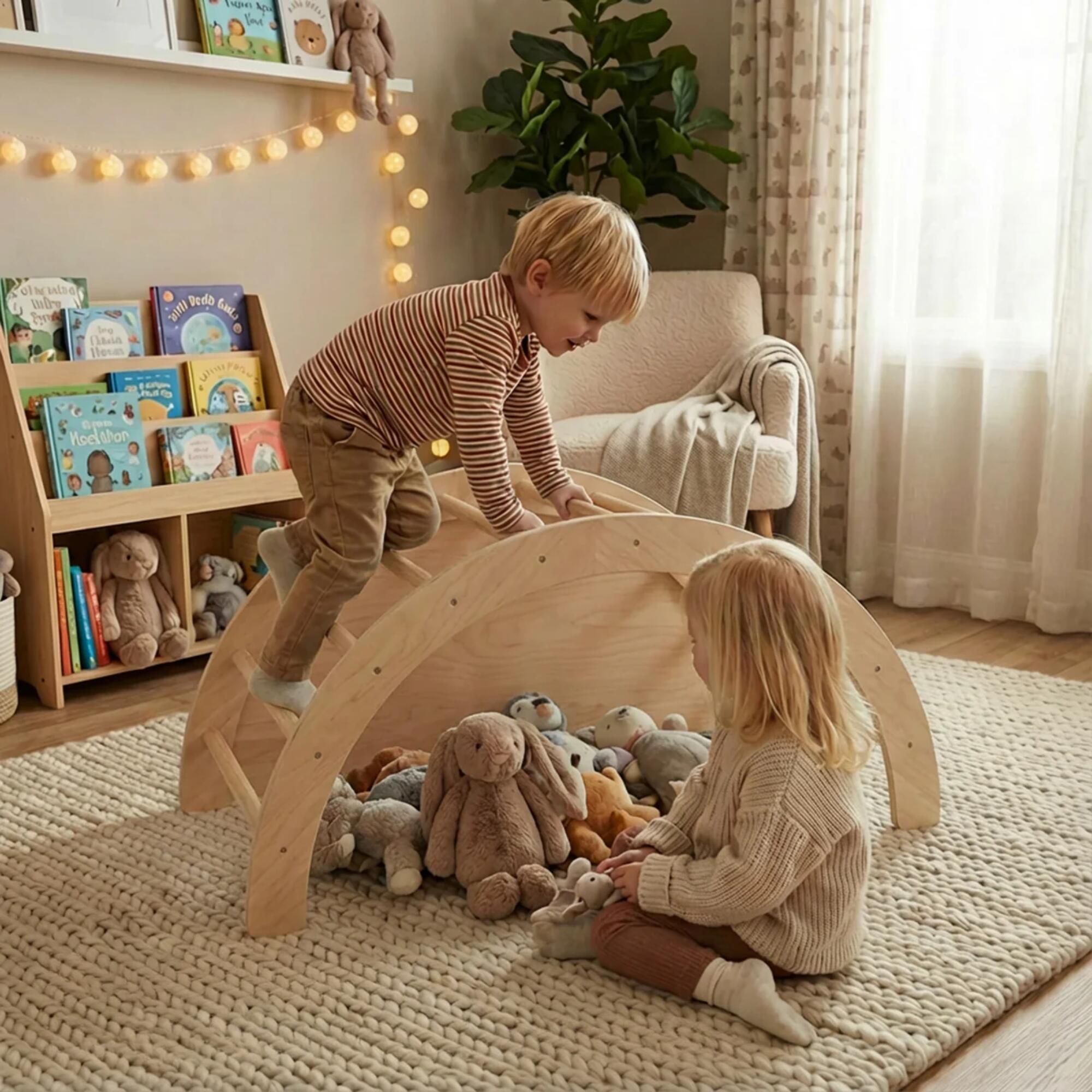 Deryan Houten Klimboog met Kussen - Klimbrug - Montessori - Tekentafel 3/7