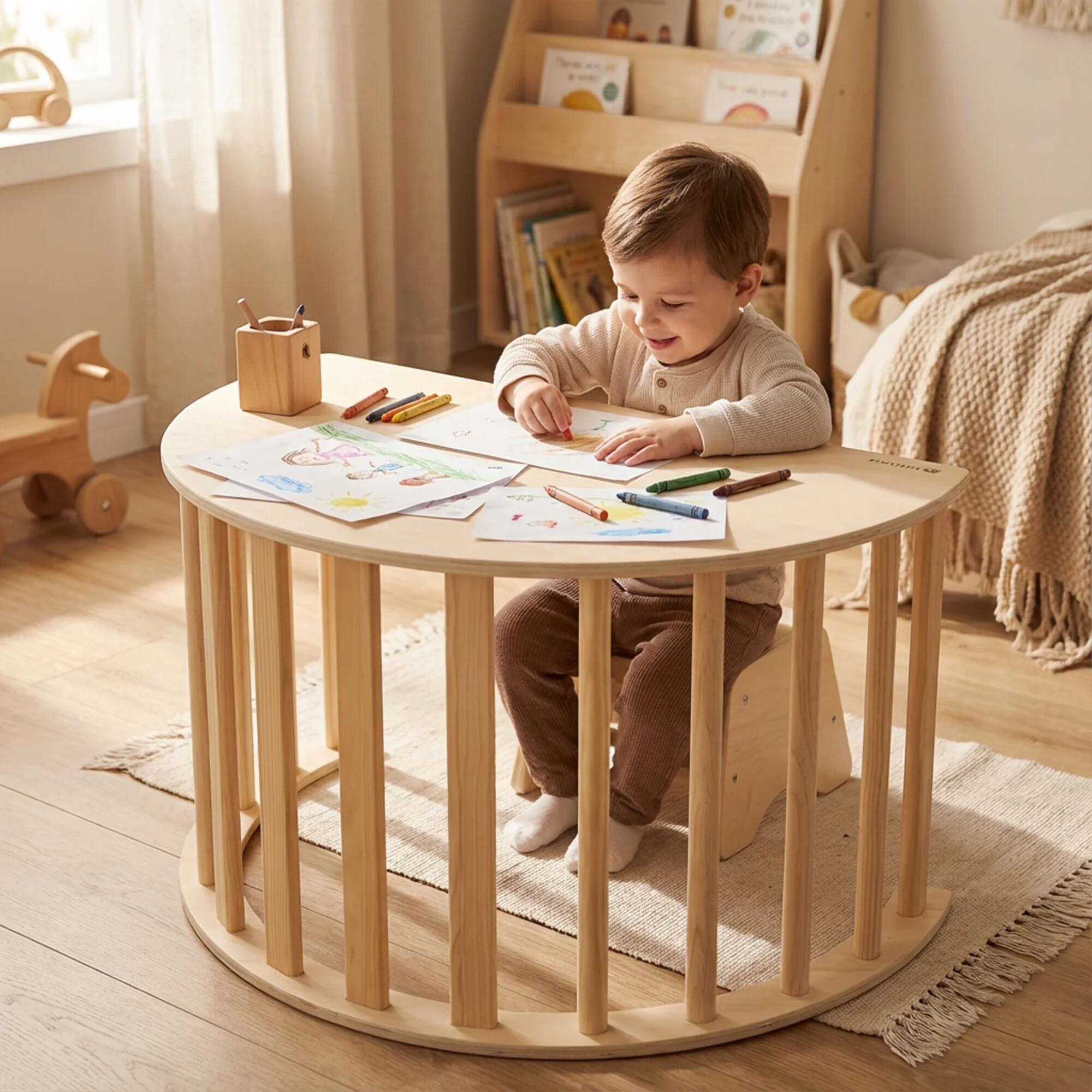 Deryan Houten Klimboog met Kussen - Klimbrug - Montessori - Tekentafel 2/7