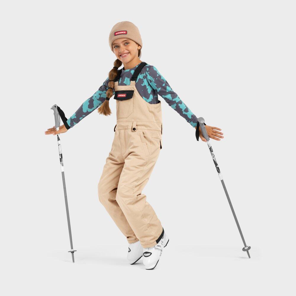 Kinder Wintersport Snowboard-Trägerhose für Mädchen KB1-G Native Beige 4/7