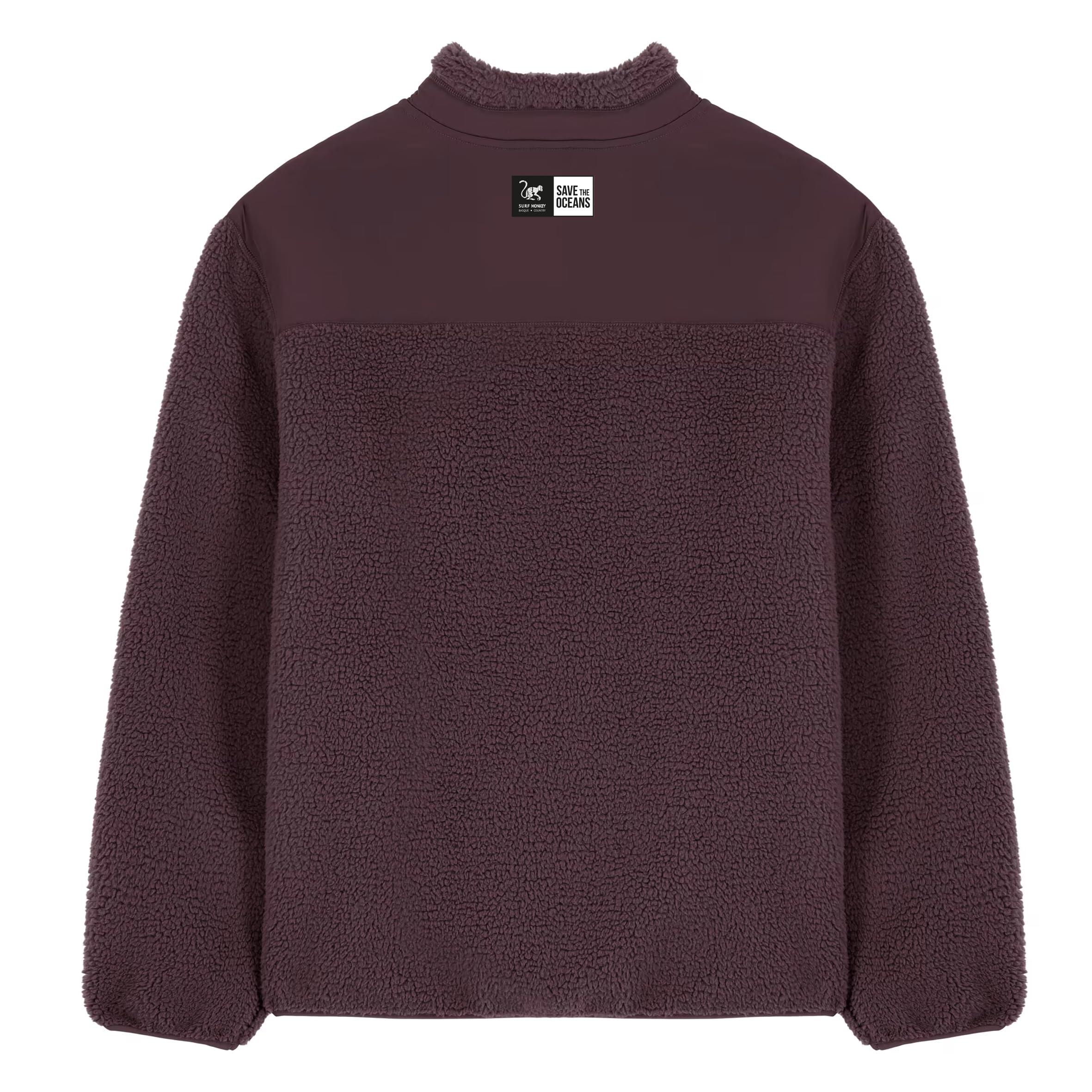 Veste sherpa - ski - unisexe - chaude, texturée - bordeaux 2/3