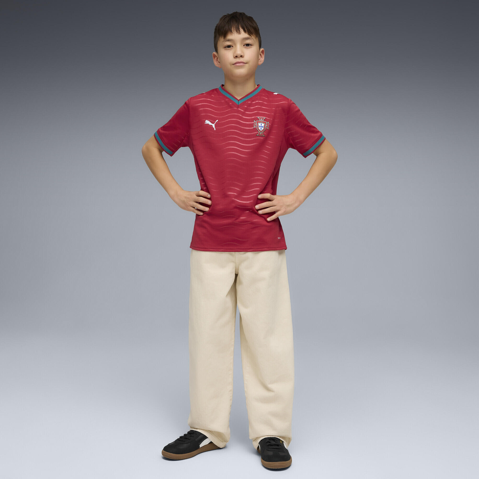 T-shirt futebol infantil emblema nacional Heimtrikot 2026 PUMA 4/6