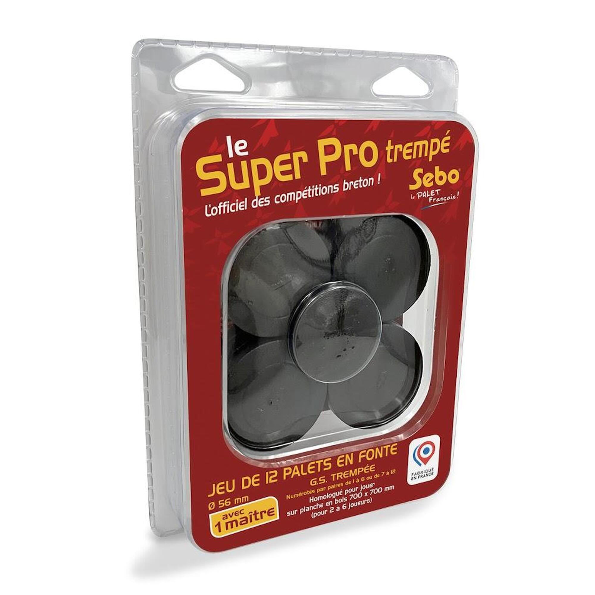 Sebo - Jeu De 12 Palets Bretons +1 Maitre En Fonte Gs Trempée Sebo Pour Compétition - Jeux De Palets - Noir - 56 Mm - Decathlon