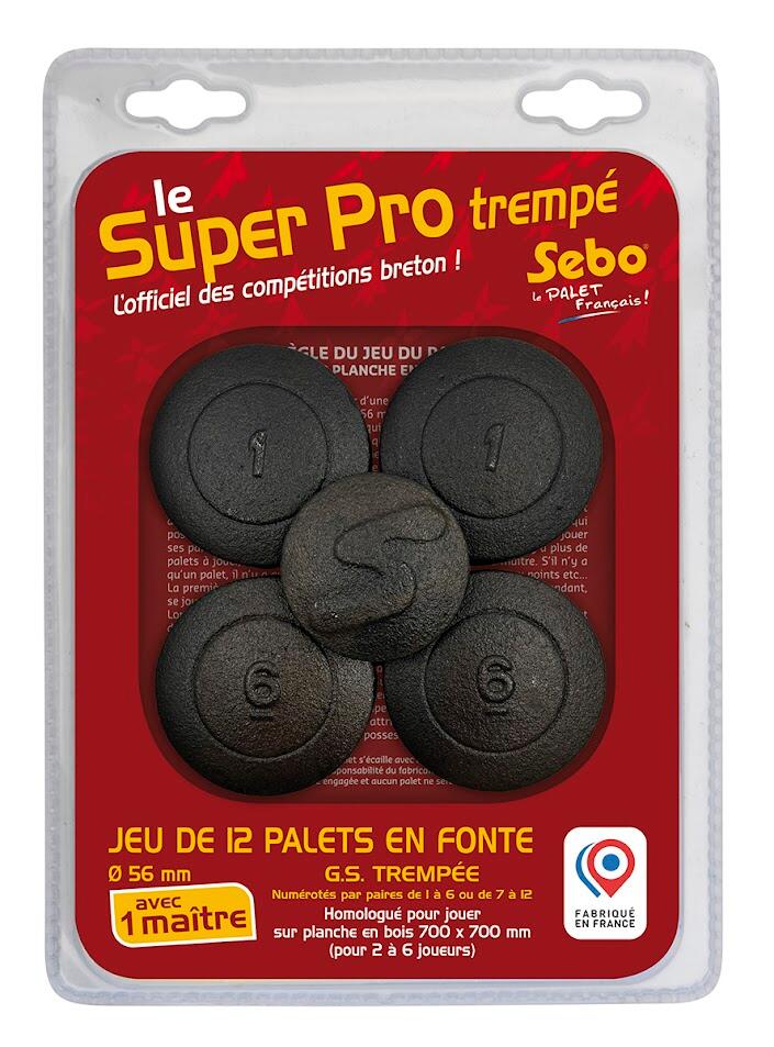 Jeu de 12 palets bretons SEBO + 1 maître en fonte GS trempée, n° 1 à 6 2/4