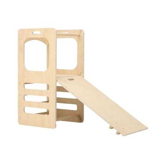 Deryan Luxe Holz Klettergerüst - Faltbar mit Rutsche + Kletterwand + Set