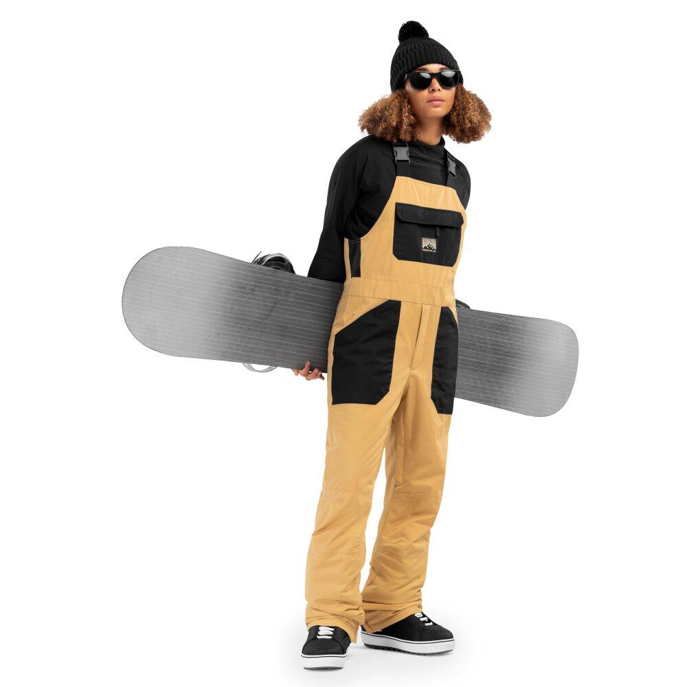 Women Winter sports ’s snowboard bib pants B1 Maple-W Beige 3/7