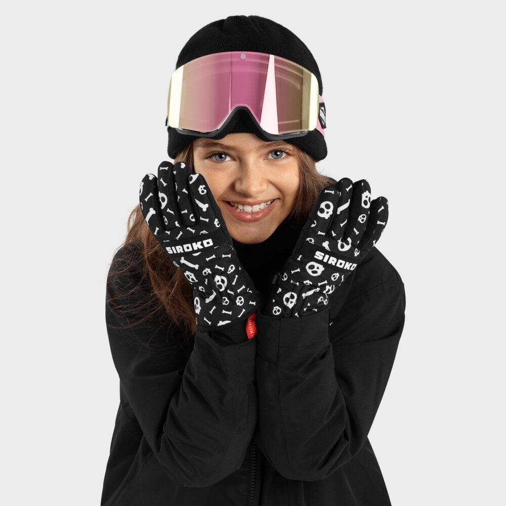 Gants thermiques snowboard et ski enfant Sports d'hiver Enfants Skull Noir 5/7