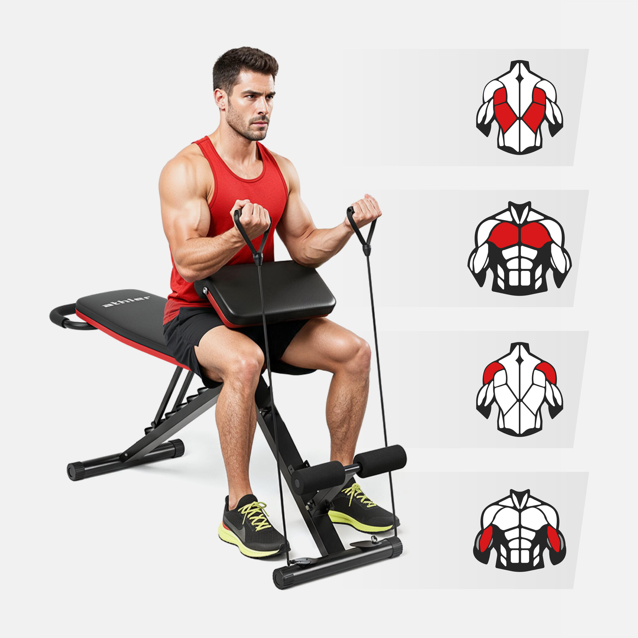 Banc de musculation Athler Gorilla 15 : pupitre biceps et banc romain. 4/7