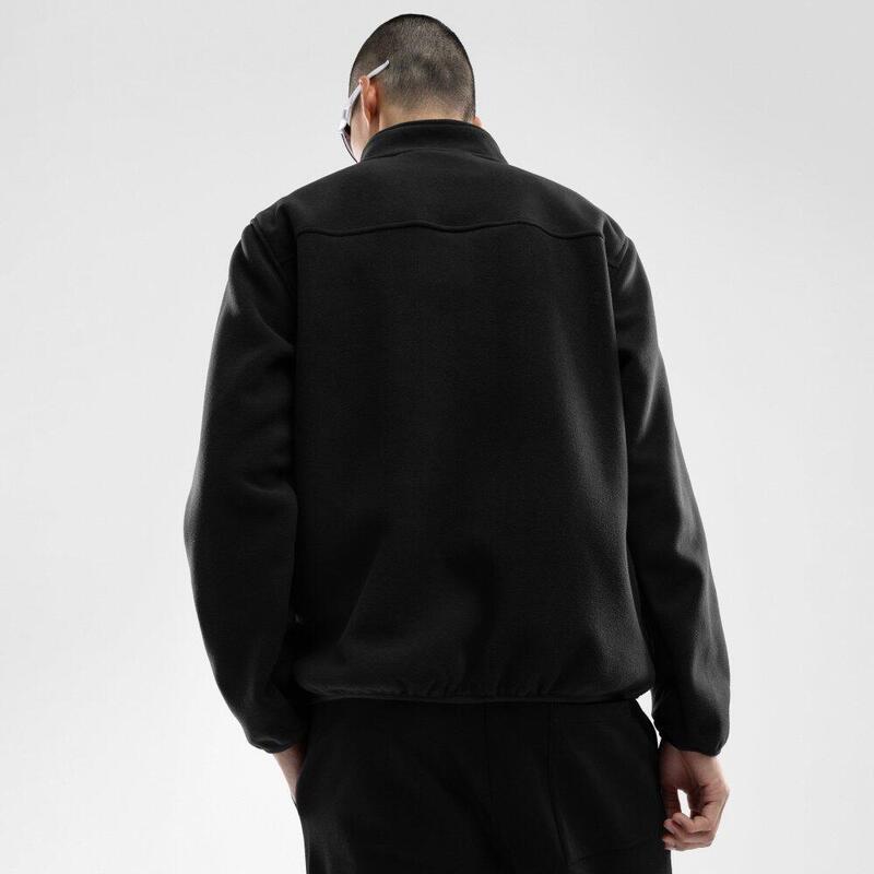 Pulover gros din fleece pentru bărbați, cu jumătate de nasturi Stowe Negru