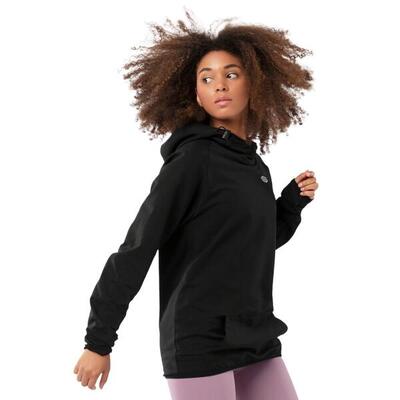 Dames fitness sportieve hoodie black square-w zwart