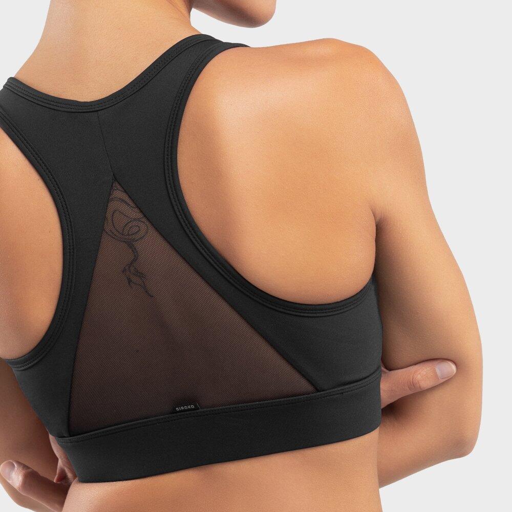 Stanik sportowy fitness damski - Wysokie wsparcie Squat Black 5/7