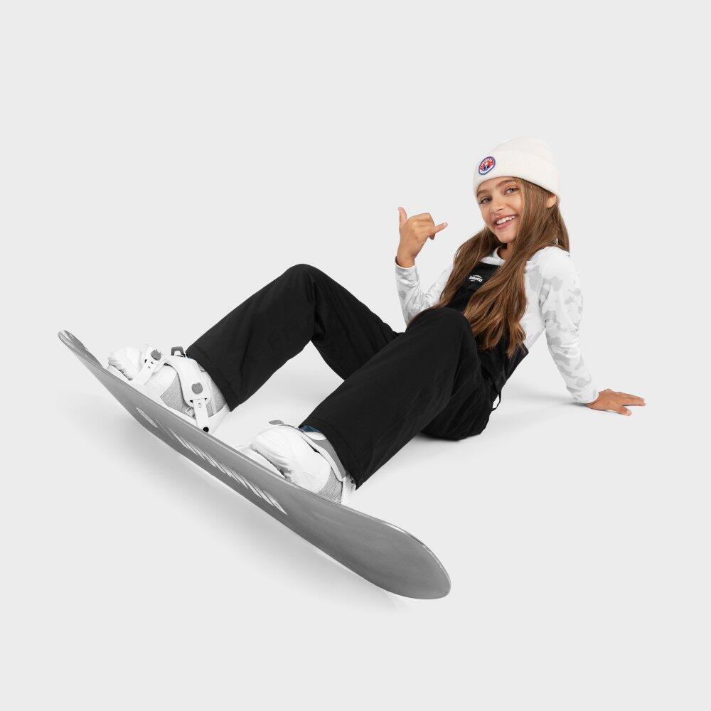 Kinder Wintersport Snowboard-Trägerhose für Mädchen KB1-G Fierce Schwarz 4/7