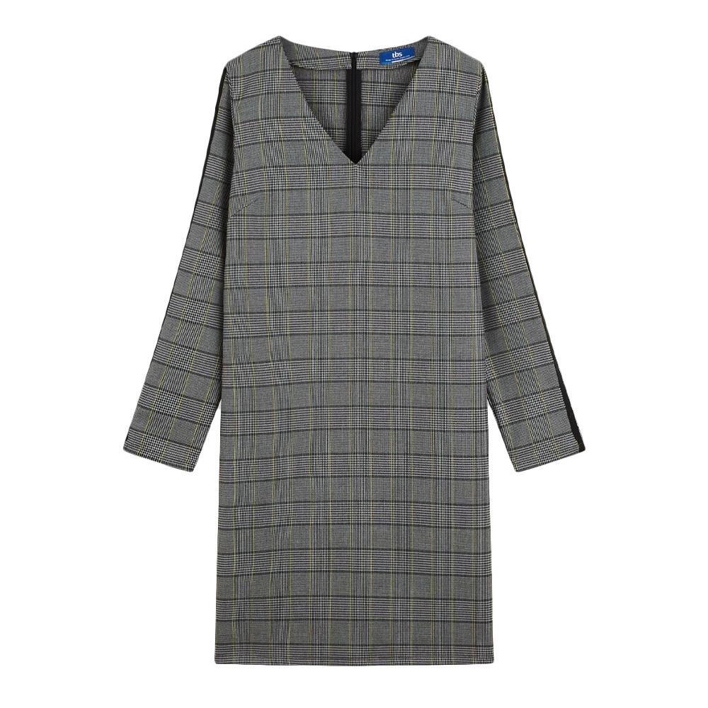 Tbs - Robe Grise À Carreaux Femme Tbs Jikel - Robe - Gris - Decathlon