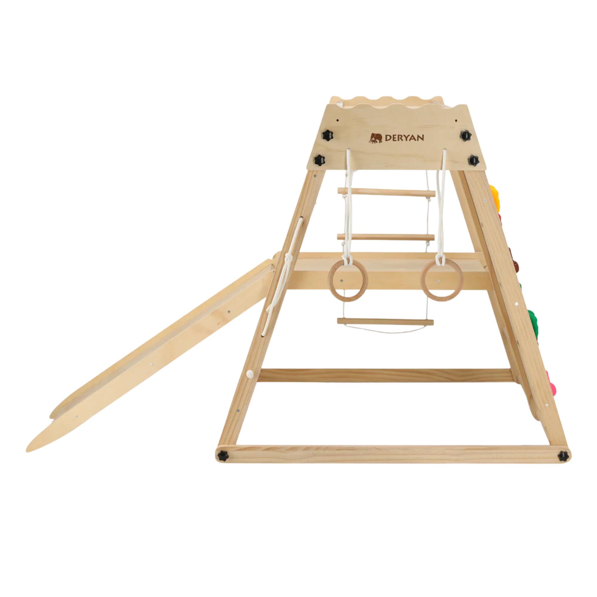 Structure d’escalade en bois de luxe - Pliable - Avec toboggan et mur d’escalade 5/6