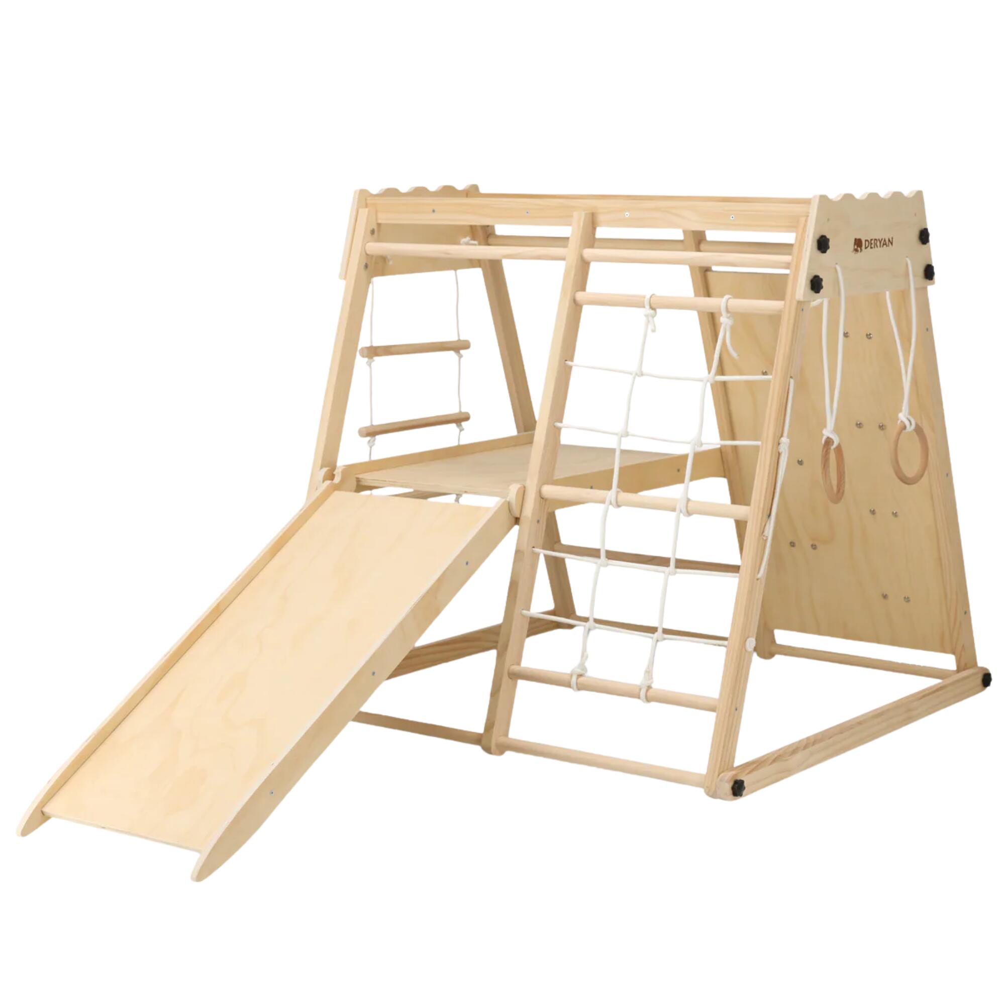 Structure d’escalade en bois de luxe - Pliable - Avec toboggan et mur d’escalade 4/6