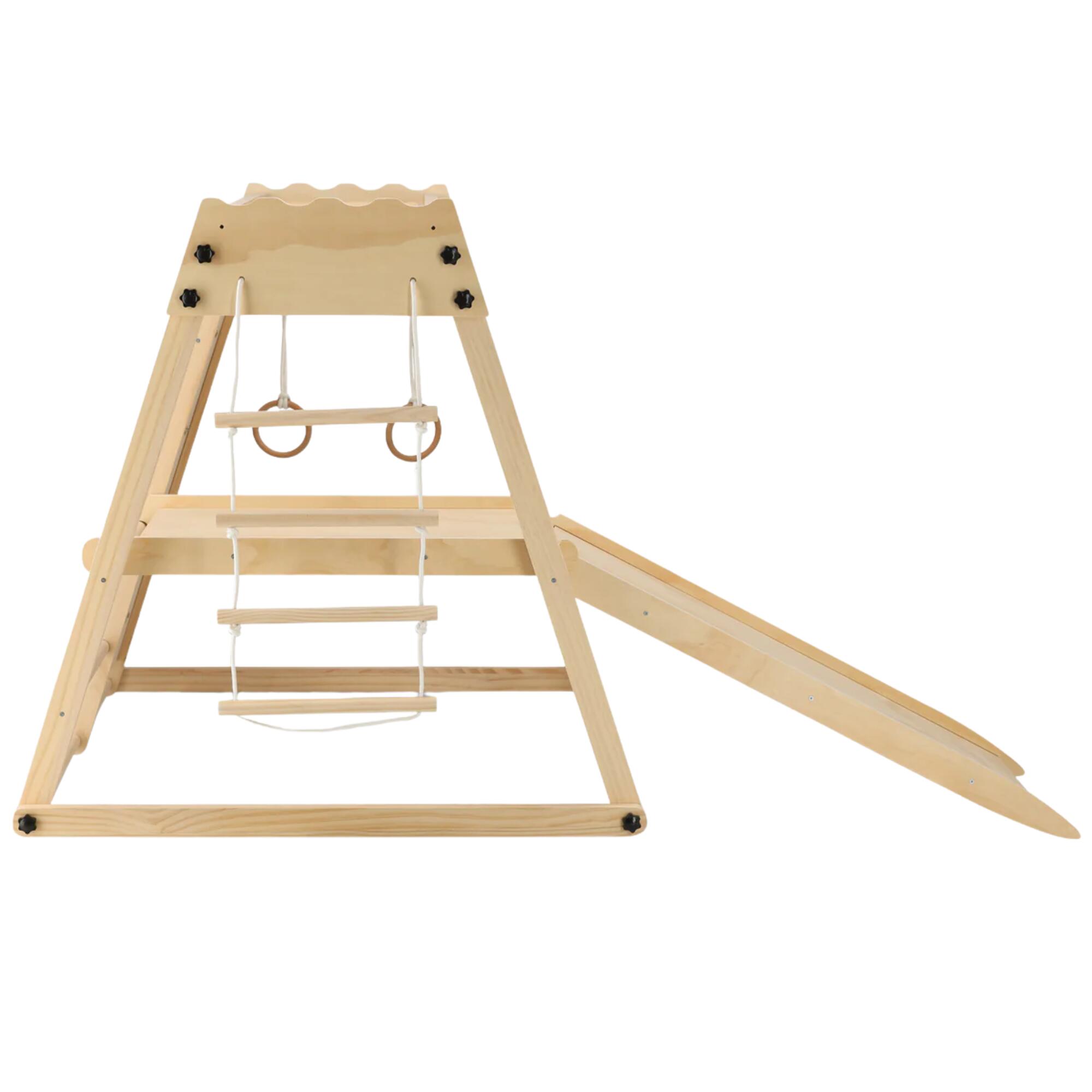 Structure d’escalade en bois de luxe - Pliable - Avec toboggan et mur d’escalade 6/6