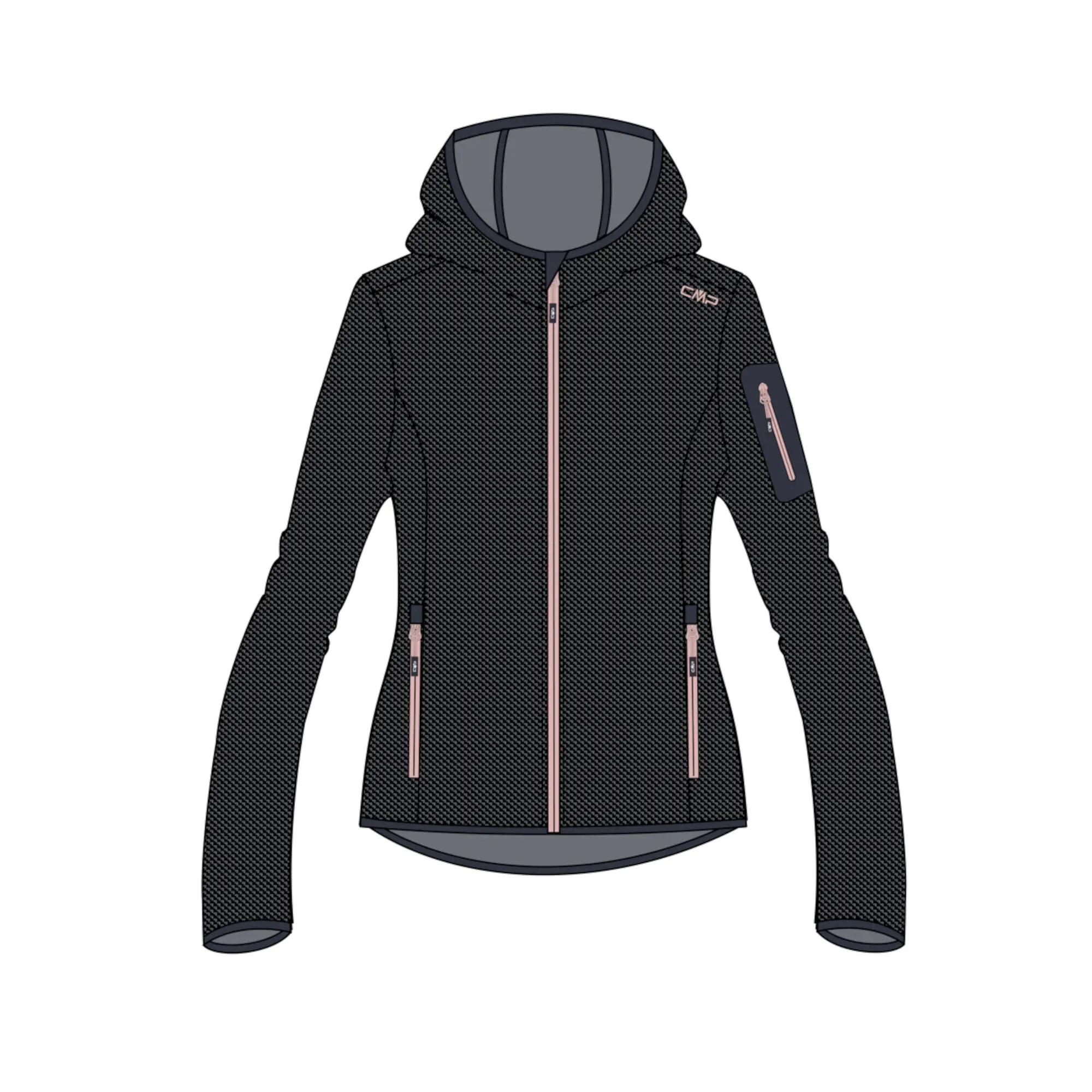 CMP Damen Fleecejacke Woman Jacket Fix Hood 34H6376 1/3