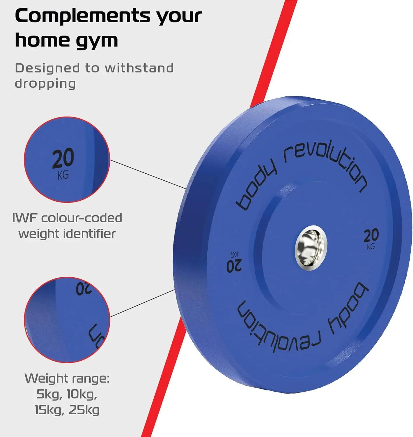 Nárazníkové kotúče Body Revolution Olympic, farebné, 20 kg, pár 5/6