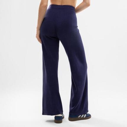 Damskie spodnie z dzianiny z szerokimi nogawkami Siroko IBZ Loom Navy
