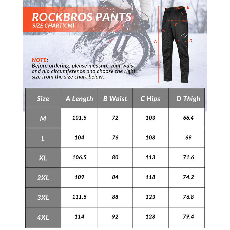 Pantaloni de ciclism termici din fleece pentru bărbați
