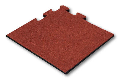 Rubber tegel rood 25mm - 50x50 cm - puzzelsysteem hoekstuk