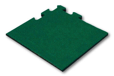 Rubber tegel groen 25mm - 50x50 cm - puzzelsysteem hoekstuk