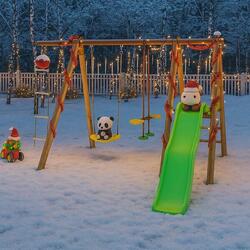 Station de jeux bois poutre métal 1,90 m, 5 enfants, Techwood Premium OREKA