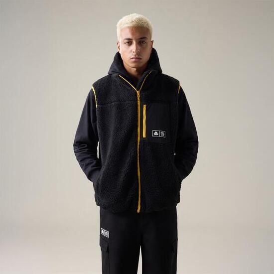 Felpa smanicata da uomo in poliestere nero da streetwear sportivo