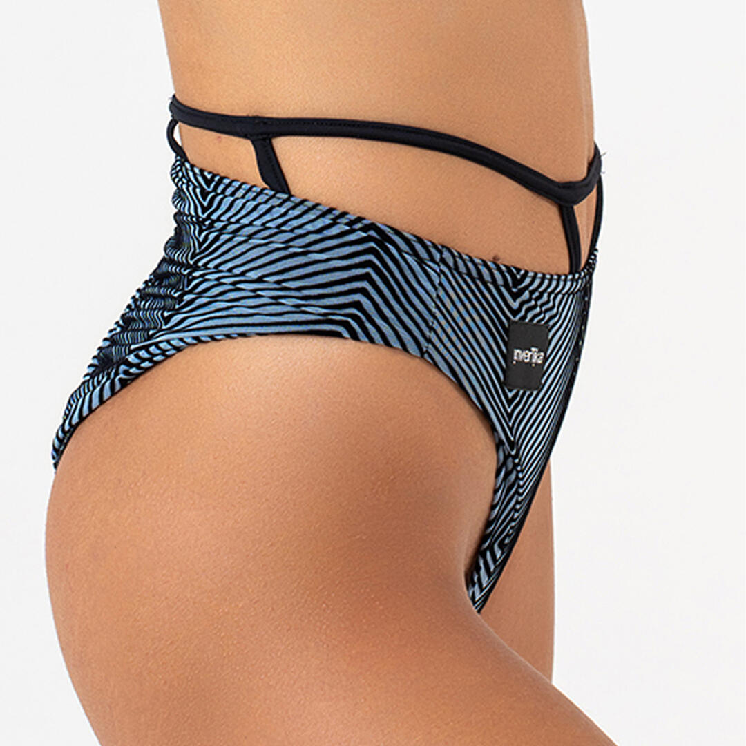 Slip donna push up lycra e velluto jacquard per pole dance e allenamento Azzurro 2/5