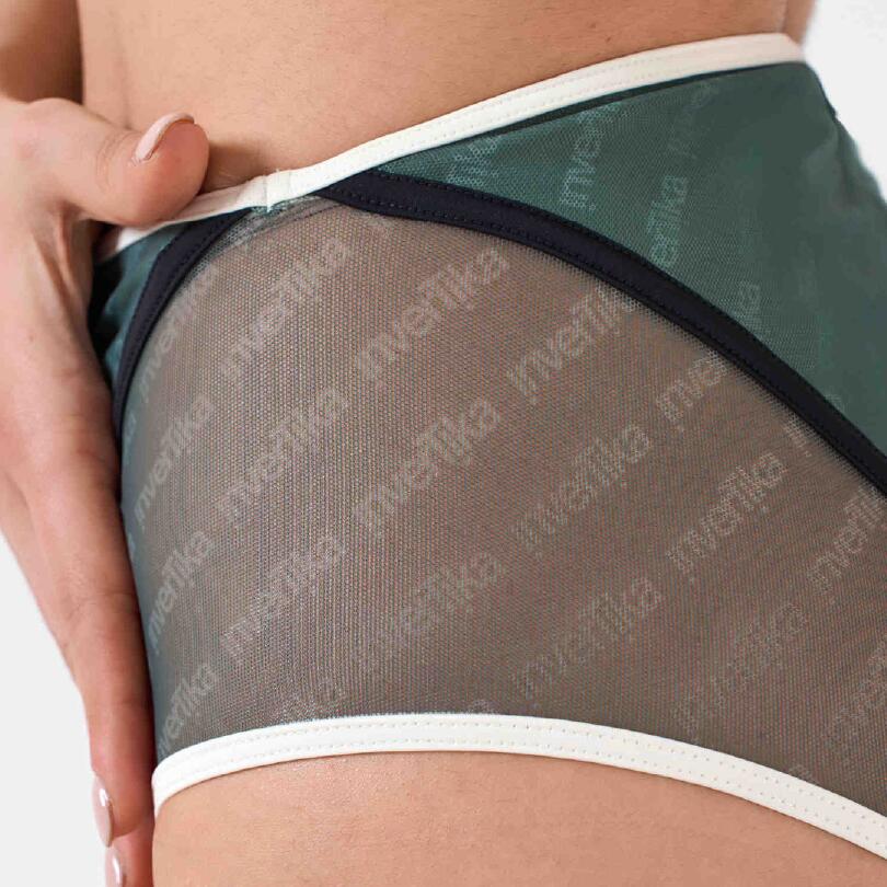 Slip donna lycra eco e riciclata trasparenze pole dance tempo libero Verde Crema 2/5