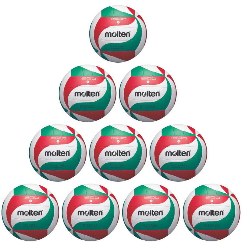 Pachet 10 mingi volei Molten V4M1500 marimea 4 + sac 10 mingi + pompa DHP21