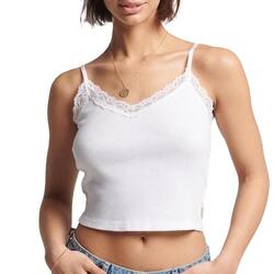 Débardeur Côtelé Blanc Femme Superdry Vintage