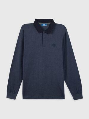 Tbs pekanpol heren polo lange mouwen marineblauw