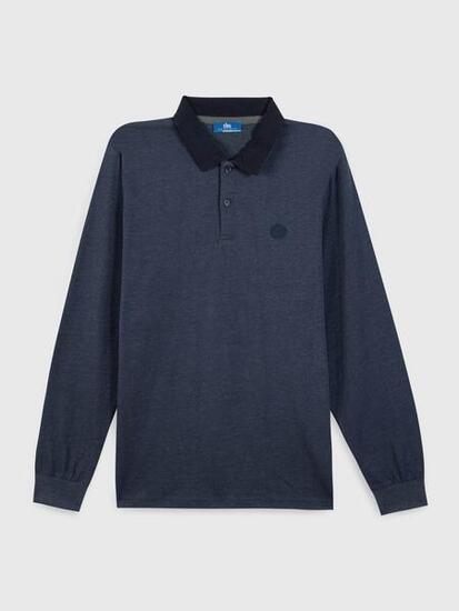 Polo manches longues Homme - PEKANPOL Bleu Marine