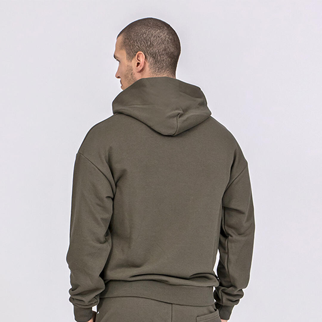Felpa unisex oversize cotone cappuccio pre post allenamento tempo libero Verde 3/5
