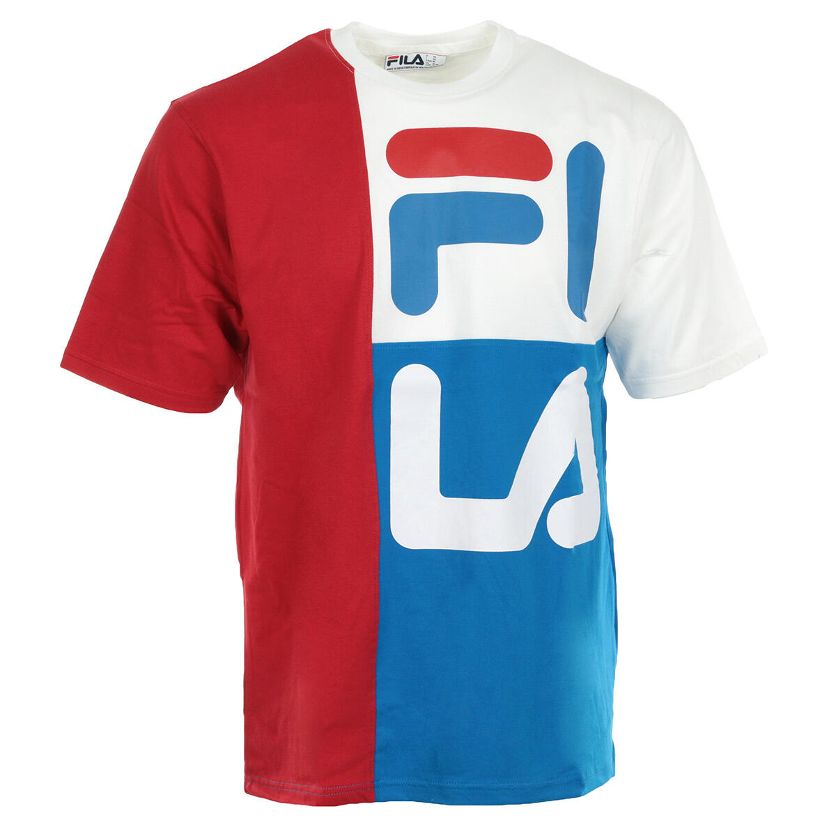 Fila - T-shirt Homme Indo Colour Block Fit Tee - T-shirt Manches Courtes - Bleu - Decathlon