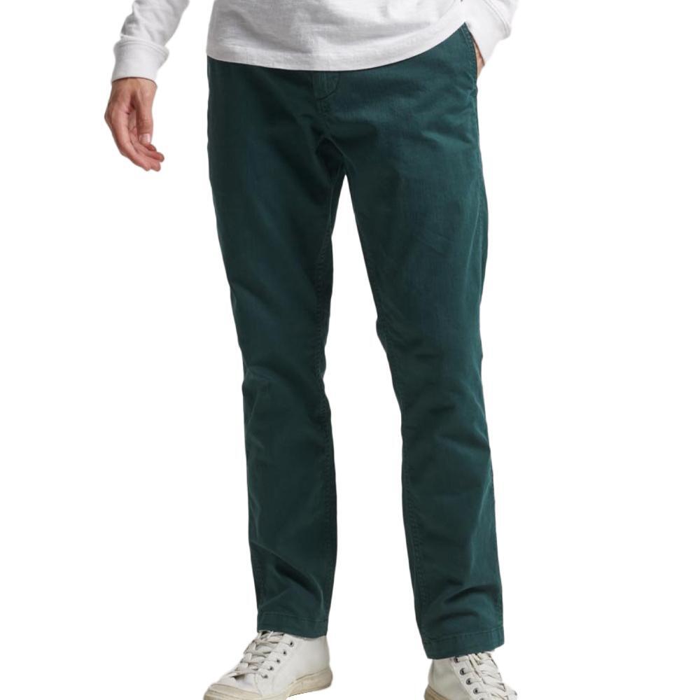 Superdry Men's Officer Dark Green Chino Trousers