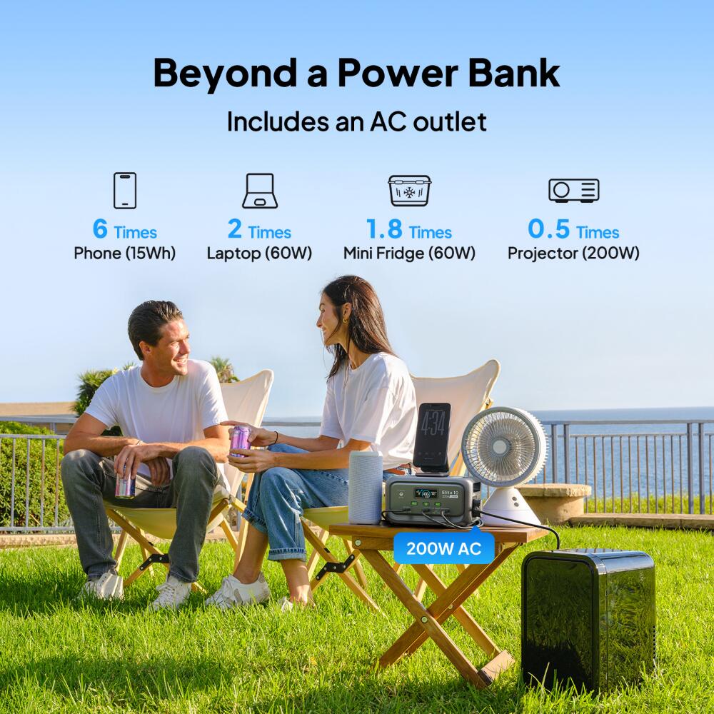 Elite 10 estação energia portátil+100W painel solar para viagens, reserva diária 3/8