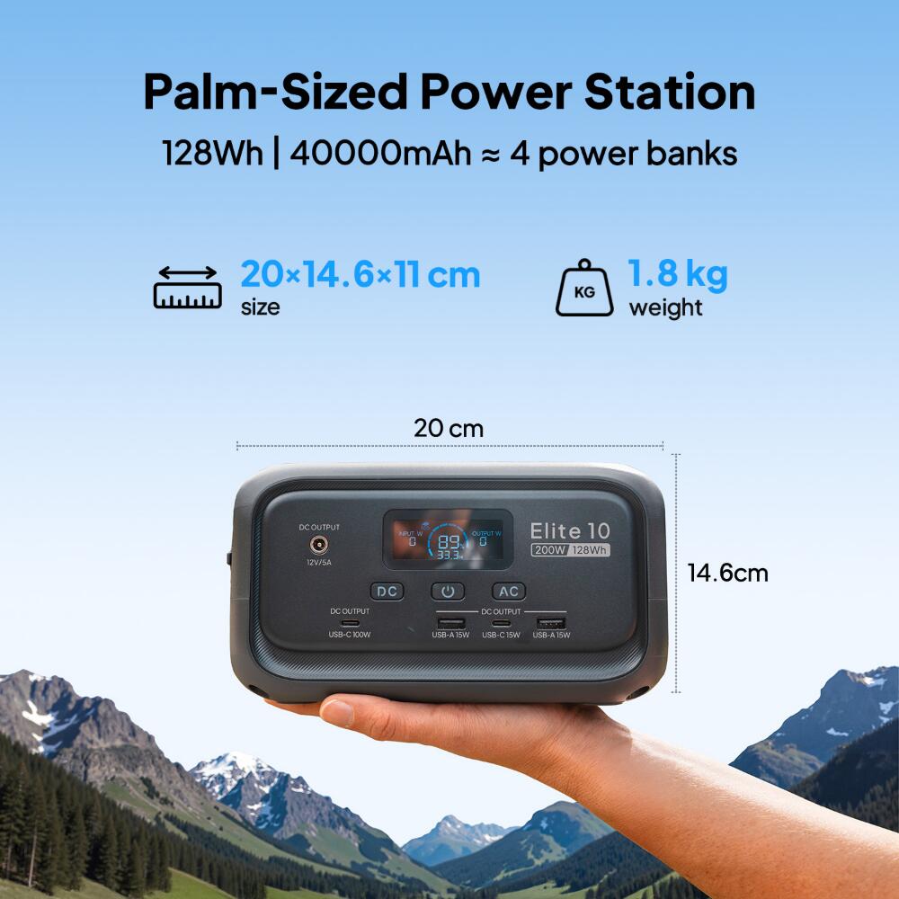 BLUETTI Elite 10+100W, 128Wh Mini-Zasilanie do Streamingu i Pracy w Terenie 2/7