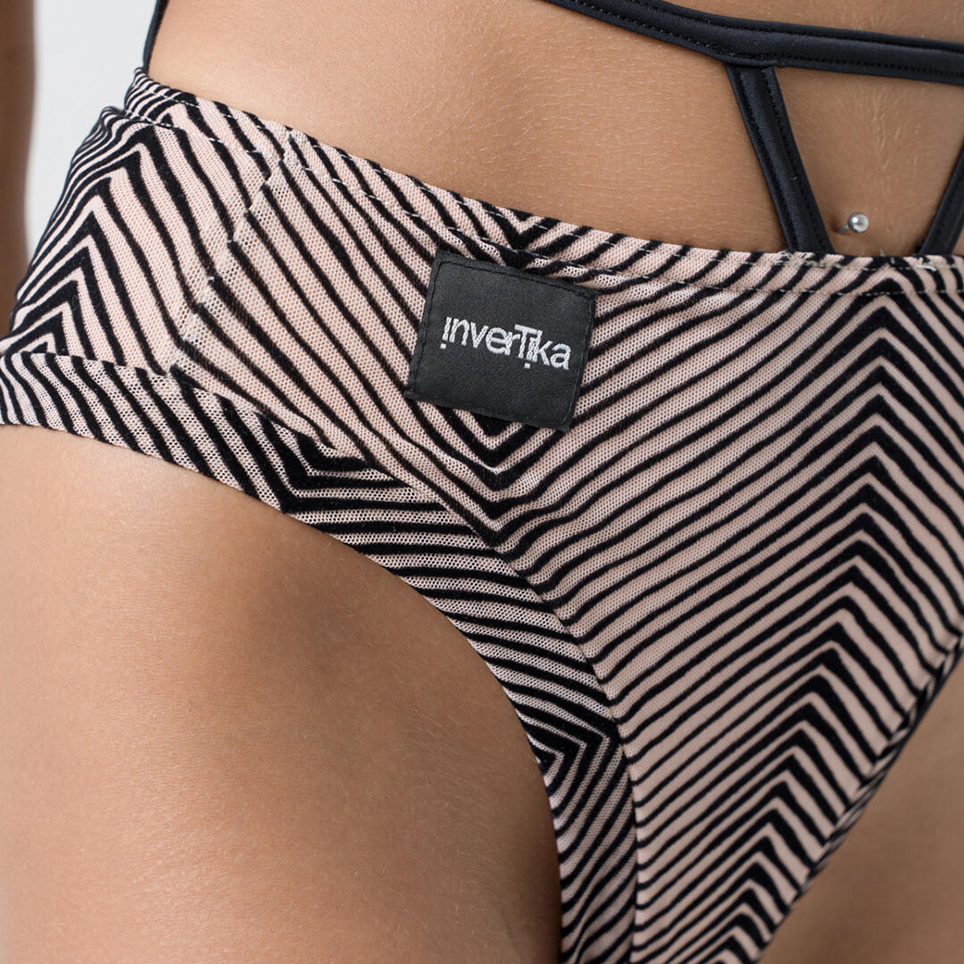 Slip donna push up lycra e velluto jacquard per pole dance e allenamento Nude 2/5