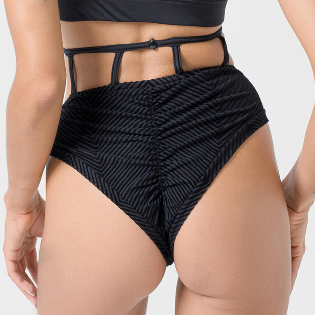 Slip donna push up lycra e velluto jacquard per pole dance e allenamento Nero 2/5