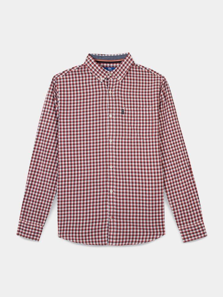 Chemise manches longues Homme - PERRICHE Rose/rouge 3/5
