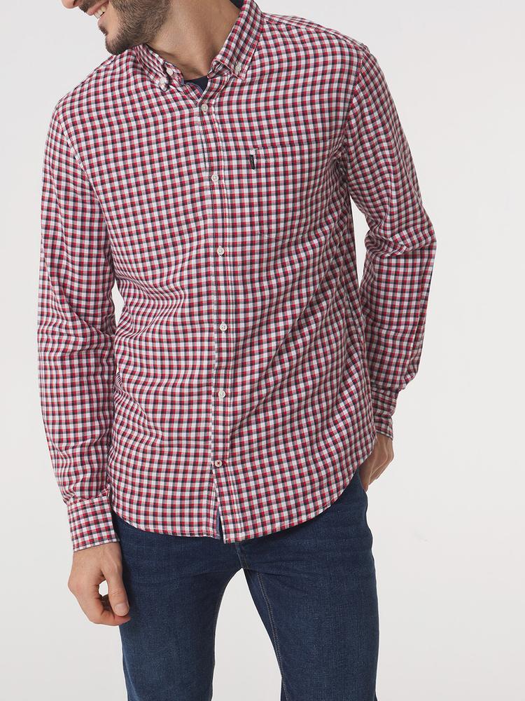 Chemise manches longues Homme - PERRICHE Rose/rouge 4/5